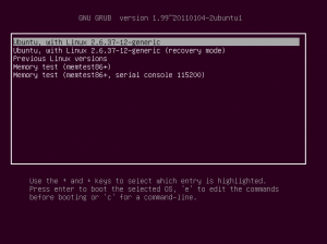 ubuntu 11.04 nuovo grub 2 300x224 ¿Cómo resolver el problema de la pantalla en negro en Linux?