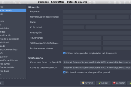 Cifrar/firmar documentos en LibreOffice utilizando GPG